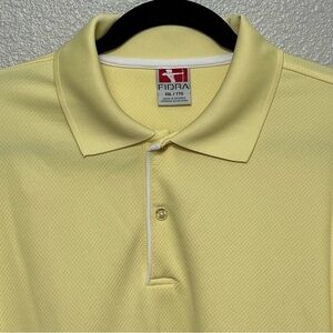 VTG Fidra Yellow‎ Men’s XXL Polyester Golf Shirt Logo Back, Sleeve & Bottom